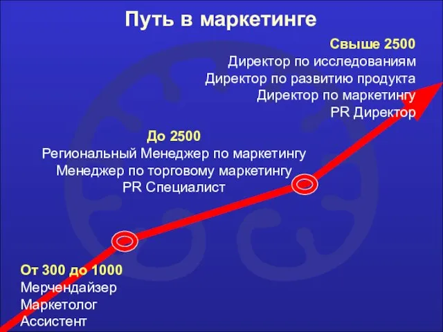 Путь в маркетинге Свыше 2500 Директор по исследованиям Директор по развитию продукта