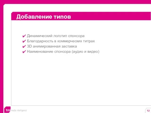 Добавление типов Динамический логотип спонсора Благодарность в коммерческих титрах 3D анимированная заставка