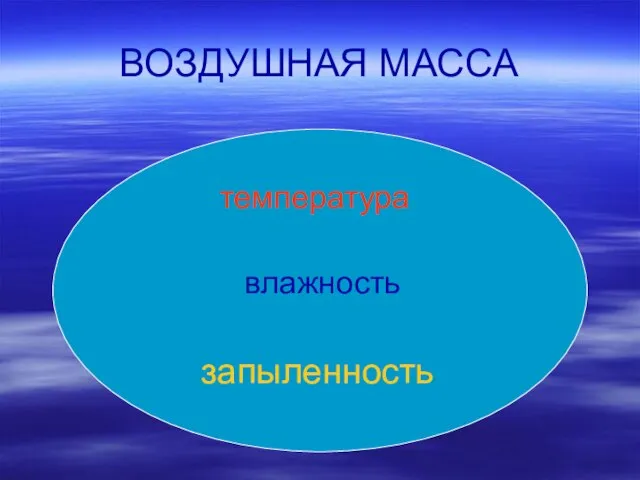 ВОЗДУШНАЯ МАССА температура влажность запыленность