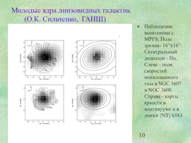 Молодые ядра линзовидных галактик (О.К. Сильченко, ГАИШ) Наблюдения выполнены с MPFS. Поле