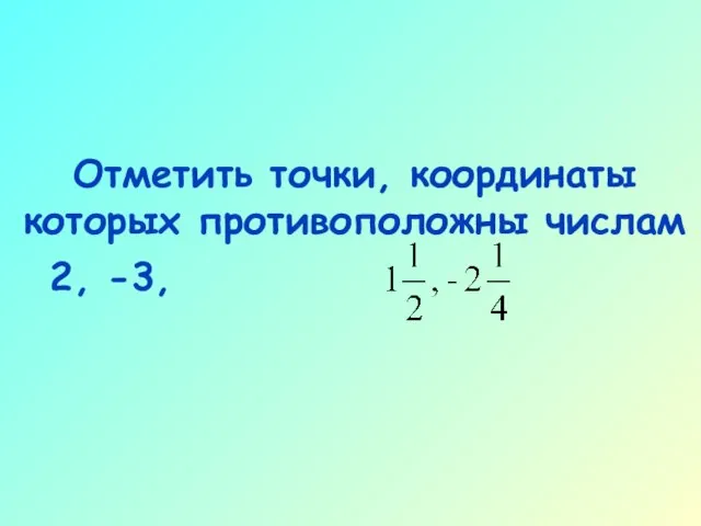 Отметить точки, координаты которых противоположны числам 2, -3,