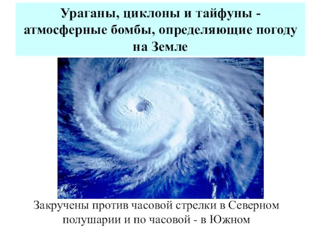Ураганы, циклоны и тайфуны - атмосферные бомбы, определяющие погоду на Земле Закручены