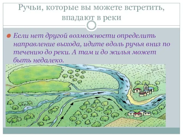 Ручьи, которые вы можете встретить, впадают в реки Если нет другой возможности