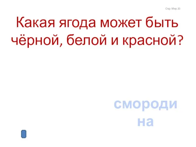 Окр. Мир 20 Какая ягода может быть чёрной, белой и красной? смородина