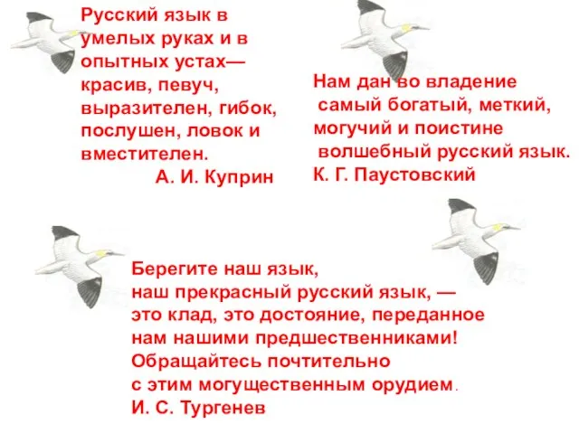 Русский язык в умелых руках и в опытных устах— красив, певуч, выразителен,