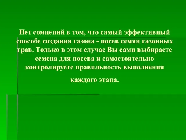 Нет сомнений в том, что самый эффективный способе создания газона - посев