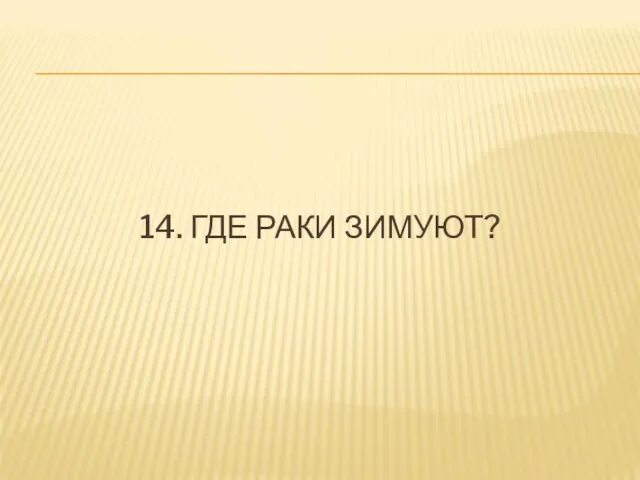 14. ГДЕ РАКИ ЗИМУЮТ?