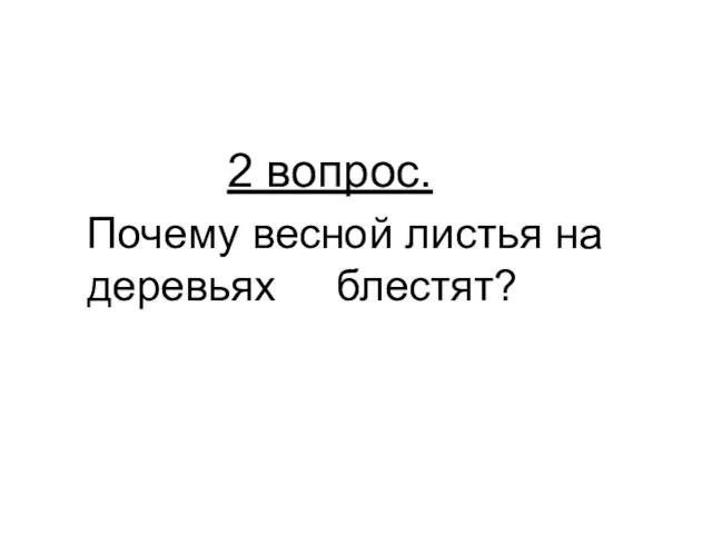 2 вопрос. Почему весной листья на деревьях блестят?