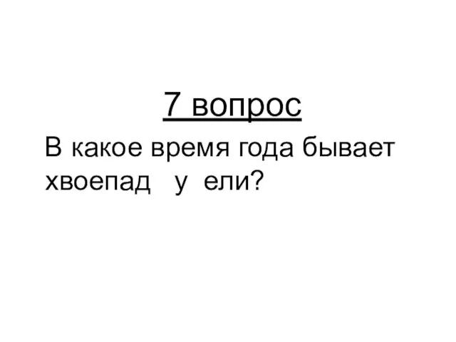 7 вопрос В какое время года бывает хвоепад у ели?