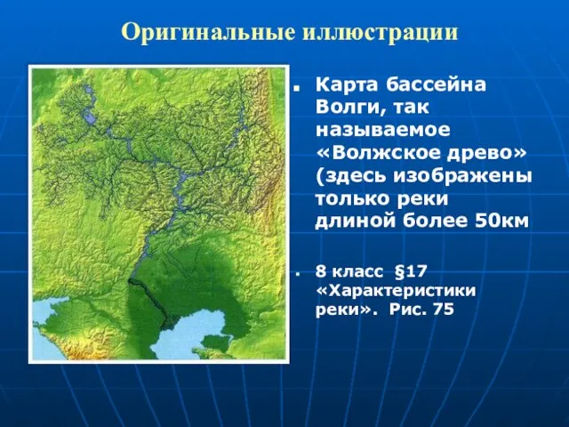 Оригинальные иллюстрации Карта бассейна Волги, так называемое «Волжское древо» (здесь изображены только