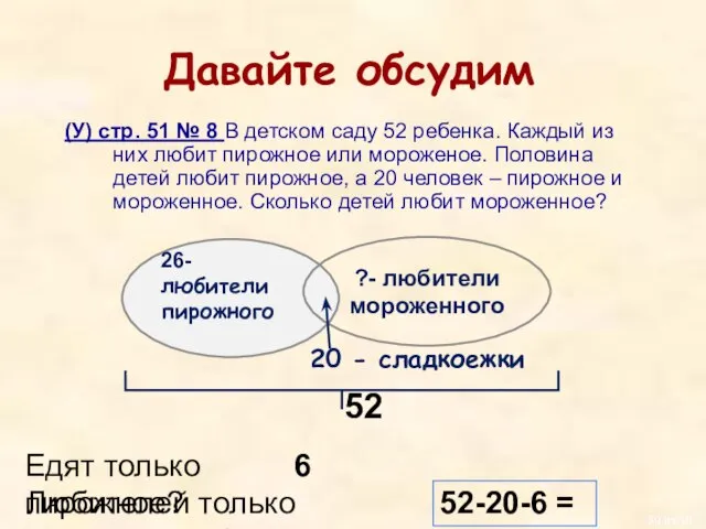 Давайте обсудим (У) стр. 51 № 8 В детском саду 52 ребенка.