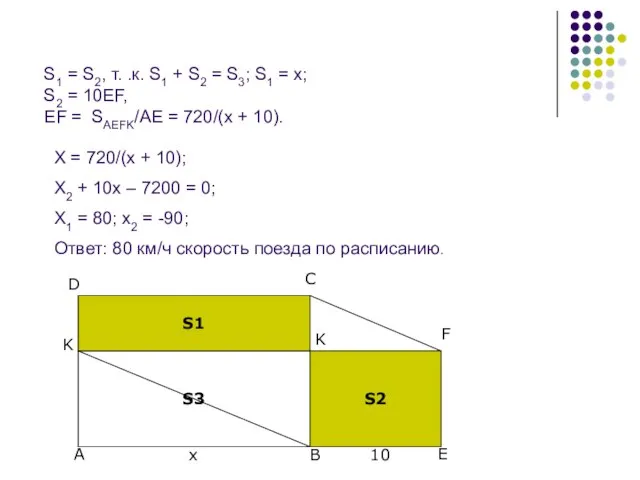 S1 = S2, т. .к. S1 + S2 = S3; S1 =