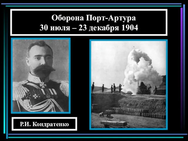 Р.И. Кондратенко Оборона Порт-Артура 30 июля – 23 декабря 1904