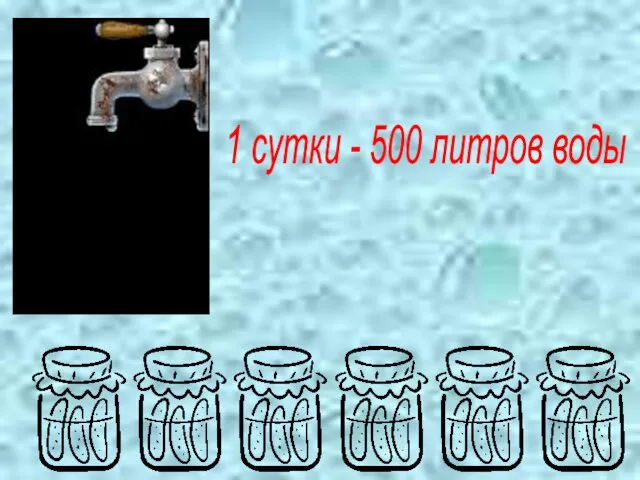 1 сутки - 500 литров воды