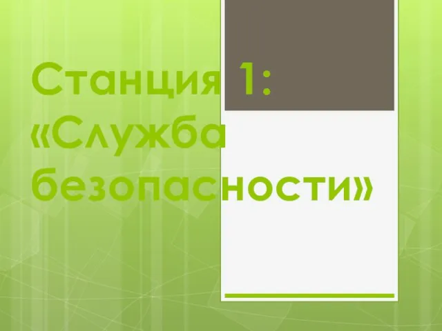 Станция 1: «Служба безопасности»