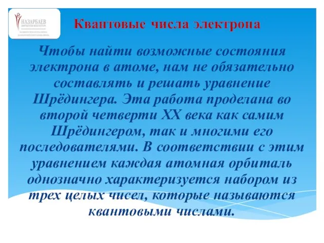 Чтобы найти возможные состояния электрона в атоме, нам не обязательно составлять и