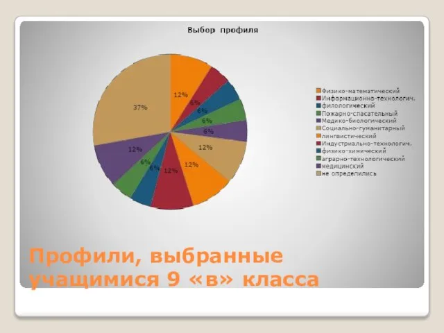 Профили, выбранные учащимися 9 «в» класса