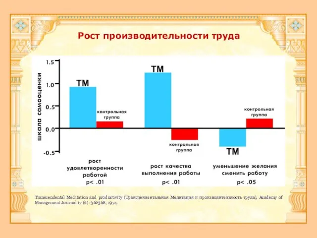 Рост производительности труда Transcendental Meditation and productivity (Трансцендентальная Медитация и производительность труда),