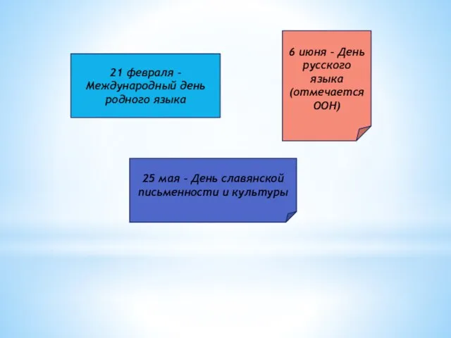 21 февраля – Международный день родного языка 6 июня – День русского