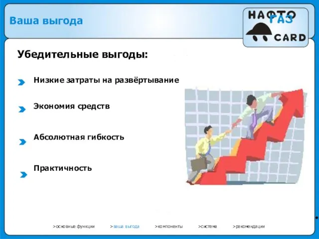 • Убедительные выгоды: Низкие затраты на развёртывание Экономия средств Абсолютная гибкость Практичность