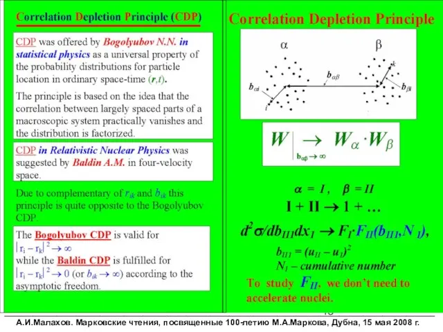 __________________________________________________________________________________________ А.И.Малахов. Марковские чтения, посвященные 100-летию М.А.Маркова, Дубна, 15 мая 2008 г.