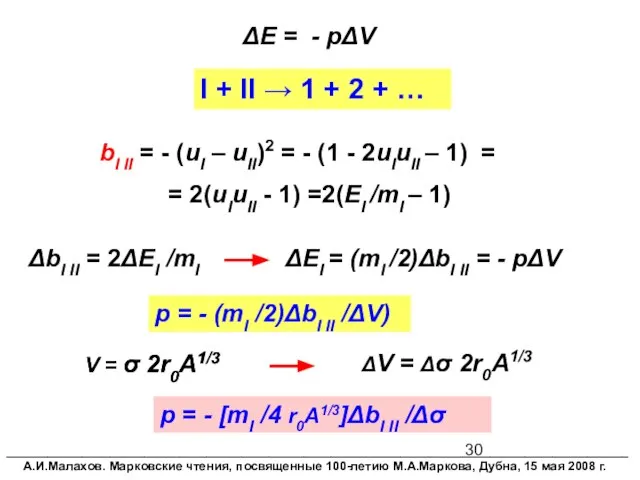 ΔЕ = - pΔV bI II = - (uI – uII)2 =