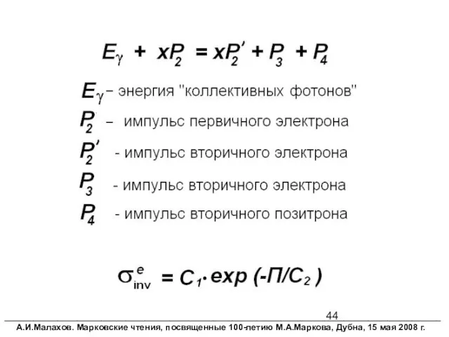 __________________________________________________________________________________________ А.И.Малахов. Марковские чтения, посвященные 100-летию М.А.Маркова, Дубна, 15 мая 2008 г.