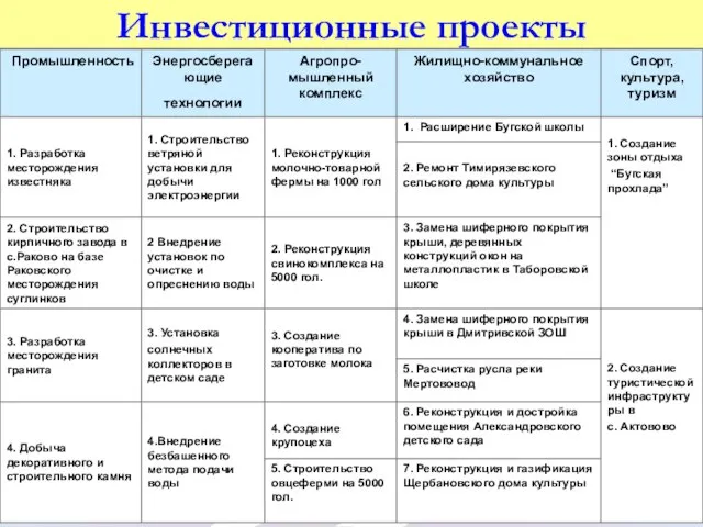 Инвестиционные проекты