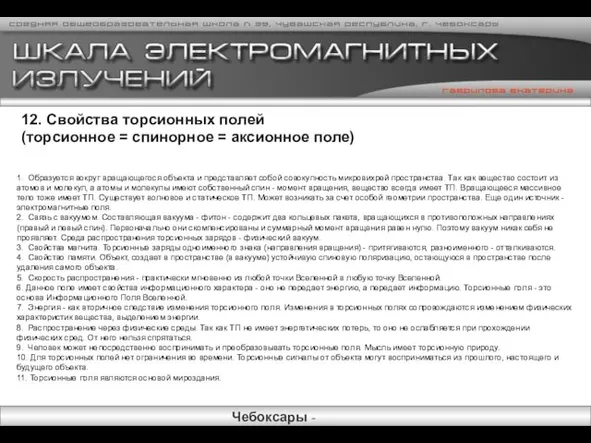 1. Образуется вокруг вращающегося объекта и представляет собой совокупность микровихрей пространства. Так