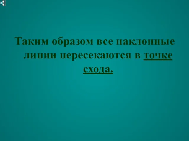 Таким образом все наклонные линии пересекаются в точке схода.