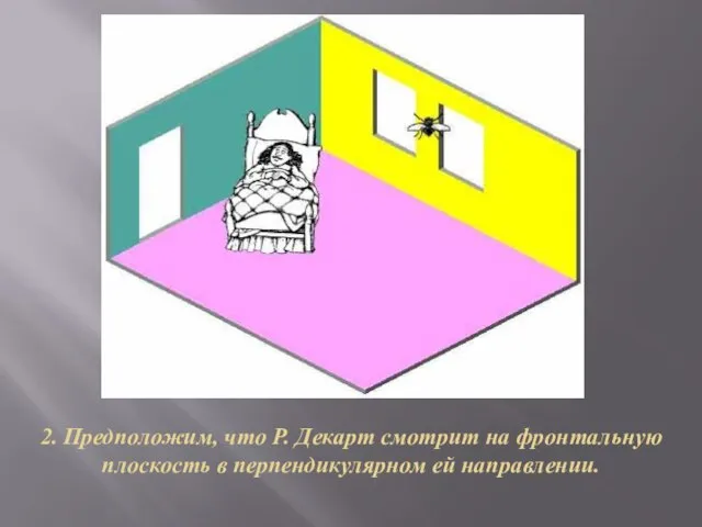 2. Предположим, что Р. Декарт смотрит на фронтальную плоскость в перпендикулярном ей направлении.