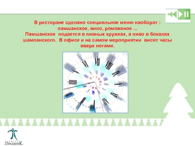 В ресторане сделано специальное меню наоборот : памшанское, випо, роможеное ... Памшанское