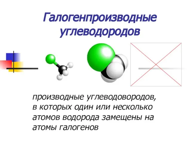 Галогенпроизводные углеводородов производные углеводовородов, в которых один или несколько атомов водорода замещены на атомы галогенов