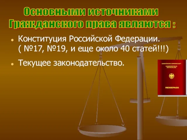 Конституция Российской Федерации. ( №17, №19, и еще около 40 статей!!!) Текущее