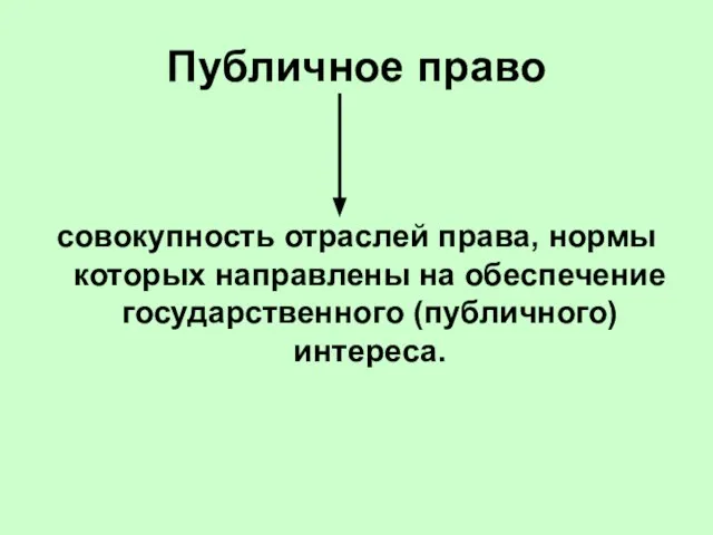 Публичное право совокупность отраслей права, нормы которых направлены на обеспечение государственного (публичного) интереса.