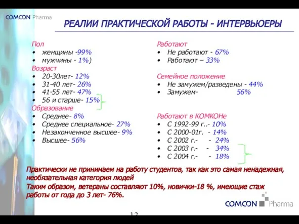 РЕАЛИИ ПРАКТИЧЕСКОЙ РАБОТЫ - ИНТЕРВЬЮЕРЫ