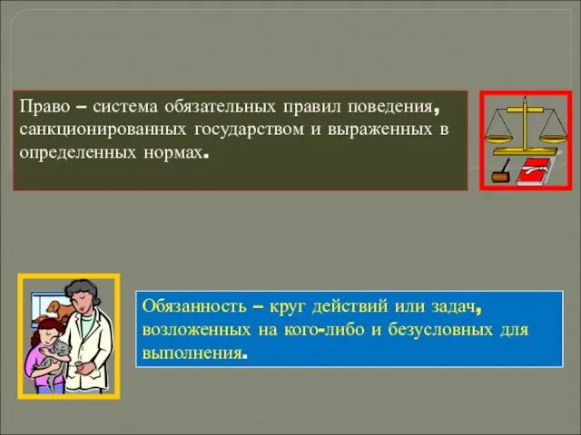 Право – система обязательных правил поведения, санкционированных государством и выраженных в определенных