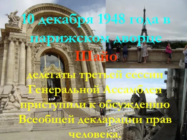 10 декабря 1948 года в парижском дворце Шайо делегаты третьей сессии Генеральной