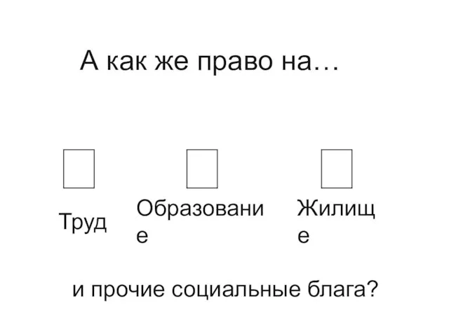   Труд Образование  Жилище А как же право на… и прочие социальные блага?