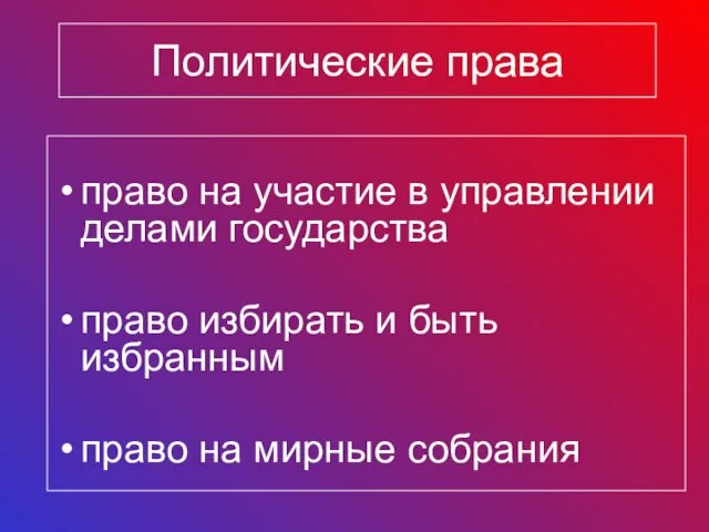 Политические права право на участие в управлении делами государства право избирать и