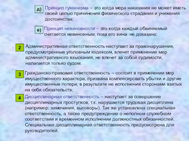 Принцип гуманизма – это когда мера наказания не может иметь своей целью