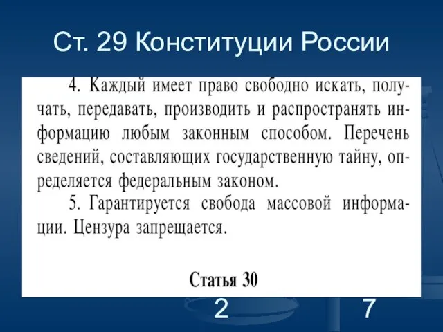 Yuriy Volkov Telecom-Law KROS-2012 Ст. 29 Конституции России