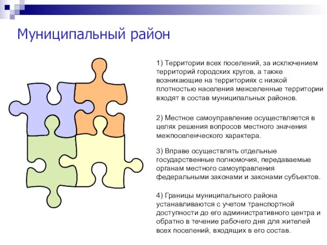 Муниципальный район 1) Территории всех поселений, за исключением территорий городских кругов, а