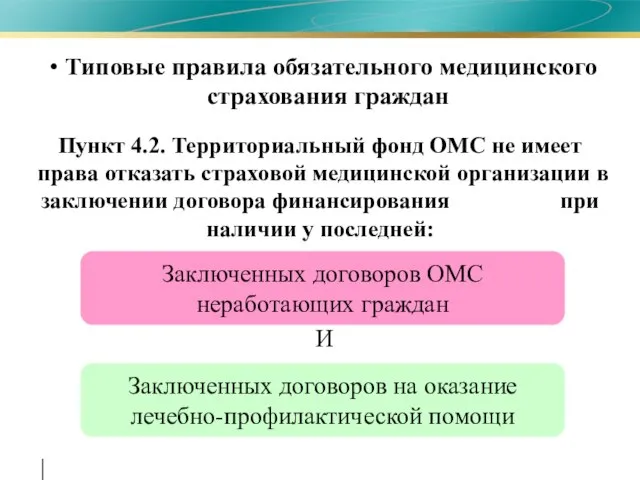 Типовые правила обязательного медицинского страхования граждан Пункт 4.2. Территориальный фонд ОМС не