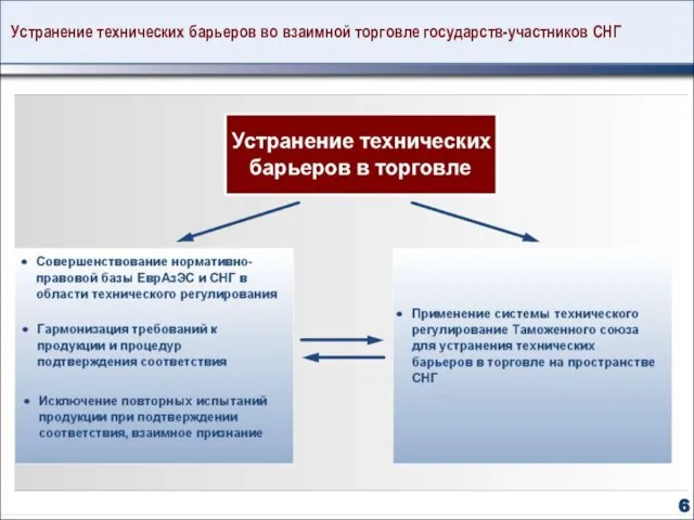 Устранение технических барьеров во взаимной торговле государств-участников СНГ 6