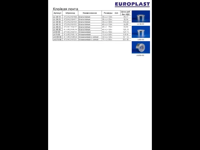 Клейкая лента LU 48-50 LA50-50 LAS50-50