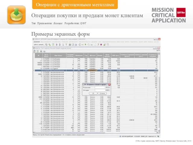 Примеры экранных форм © Все права защищены, ЦФТ (Центр Финансовых Технологий), 2010