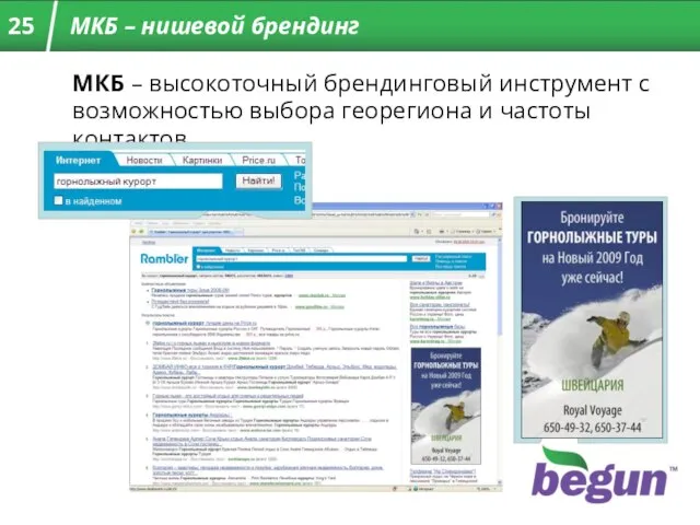 МКБ – высокоточный брендинговый инструмент с возможностью выбора георегиона и частоты контактов. МКБ – нишевой брендинг