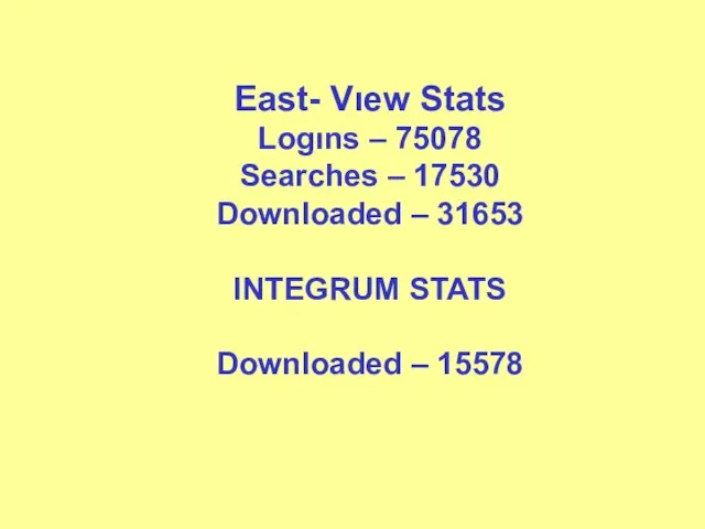 East- Vıew Stats Logıns – 75078 Searches – 17530 Downloaded – 31653