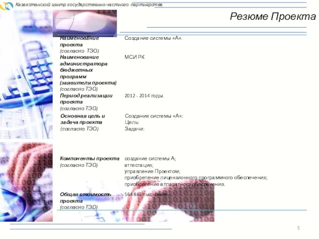 Резюме Проекта Казахстанский центр государственно-частного партнерства